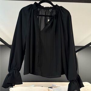 Madewell Black Ruffle Sleeve Blouse